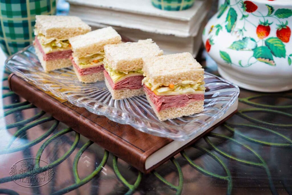 Corned Beef and Cabbage Afternoon Tea Sandwich Recipe St Patrick's Day Teatime Corned Beef and Cabbage Afternoon Tea Sandwich Recipe St Patrick's Day Teatime