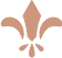 A simple brown fleur-de-lis symbol on a light gray background.