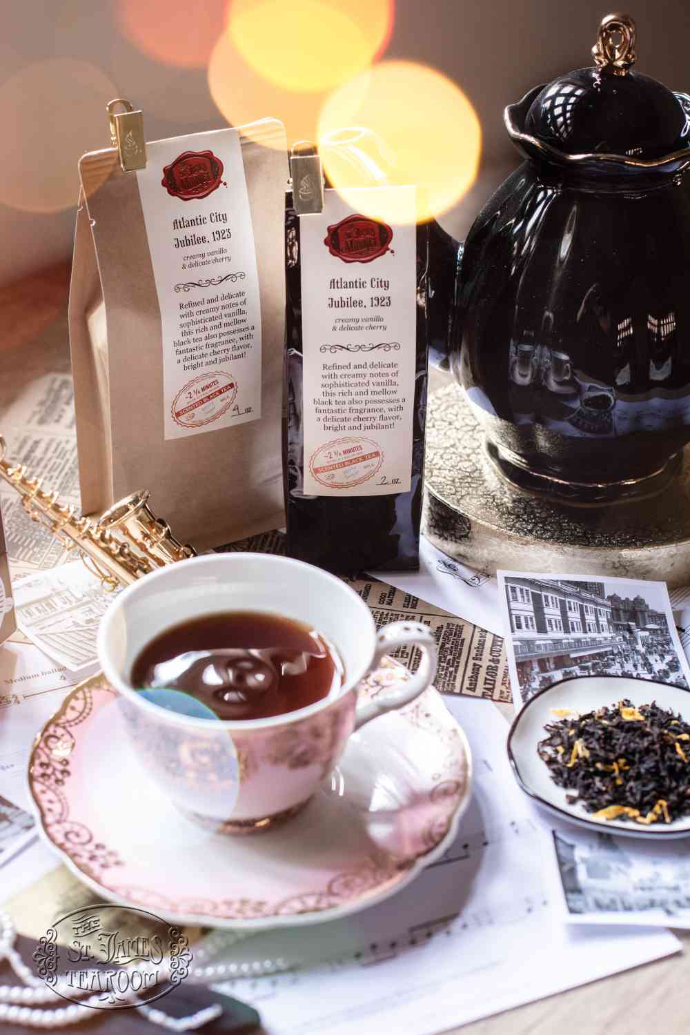 Online Tea Shop Loose Leaf Black Tea - Atlantic City Jubilee 1923 in Teacup Fruity Cherry Vanilla