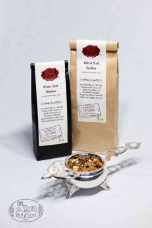 Online Tea Shop Caffeine Free Herbal Tea - Winter Mint Rooibos Bags and Leaves Sweet Chocolate Vanilla Apple