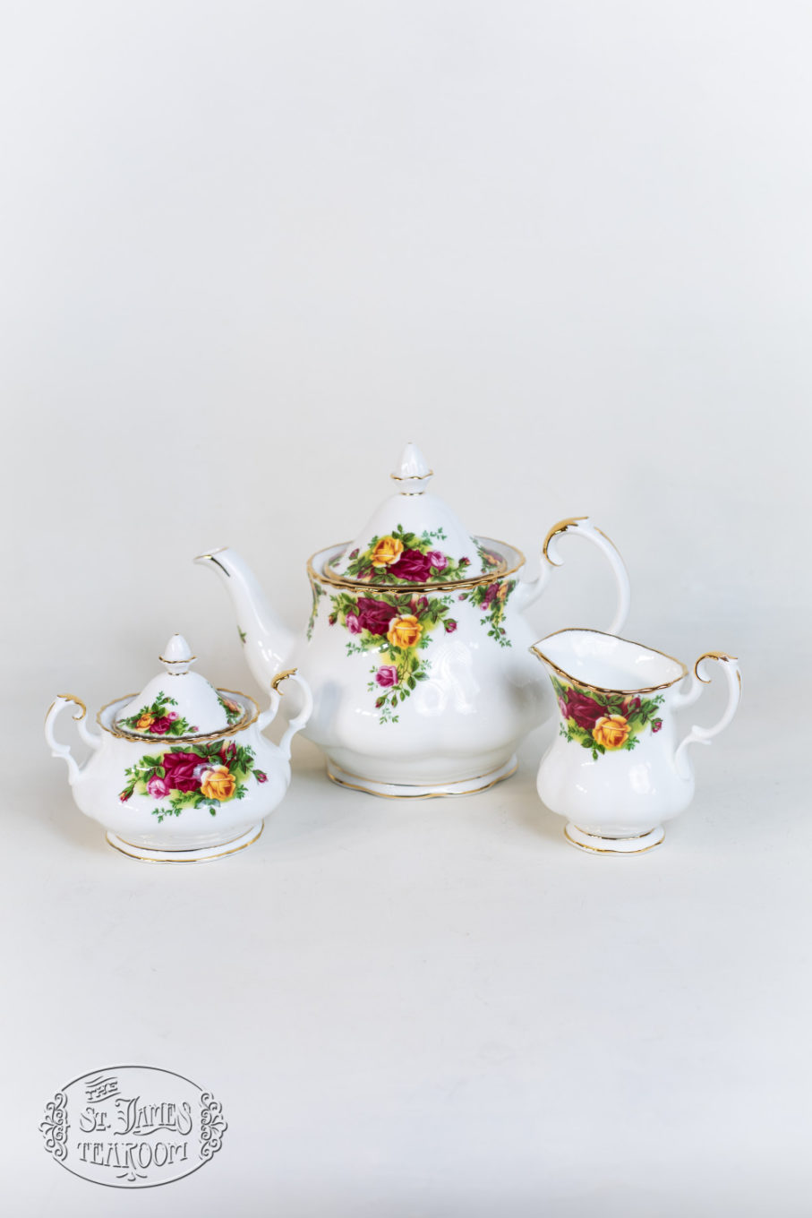Online Tea Shop Tea Gifts for tea lovers Royal Albert Old Country Roses Teapot, Creamer and Sugar Bowl