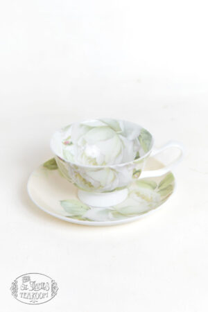 Iceberg White Rose Bone China Tea Cup and Saucer Set